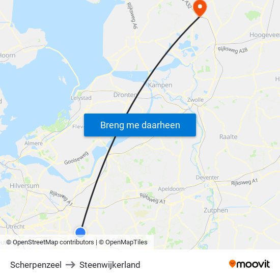 Scherpenzeel to Steenwijkerland map
