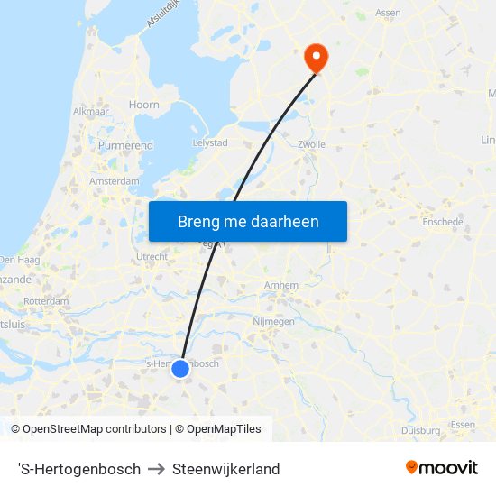 'S-Hertogenbosch to Steenwijkerland map