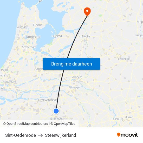 Sint-Oedenrode to Steenwijkerland map
