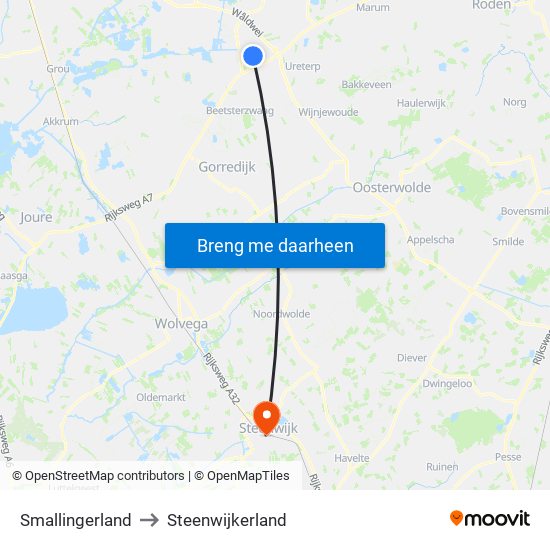 Smallingerland to Steenwijkerland map