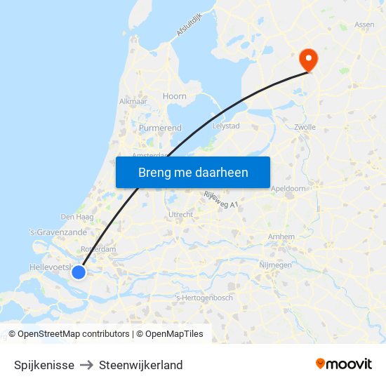 Spijkenisse to Steenwijkerland map