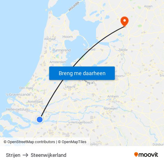 Strijen to Steenwijkerland map
