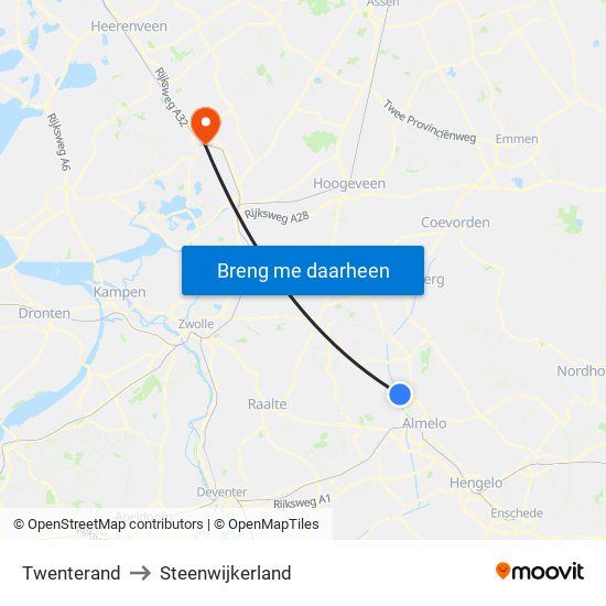Twenterand to Steenwijkerland map