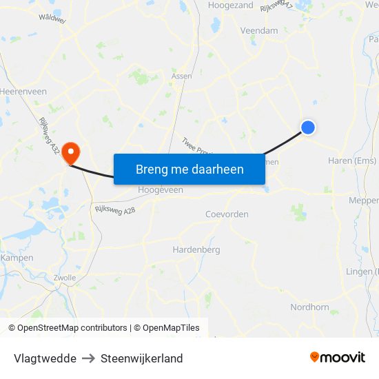 Vlagtwedde to Steenwijkerland map