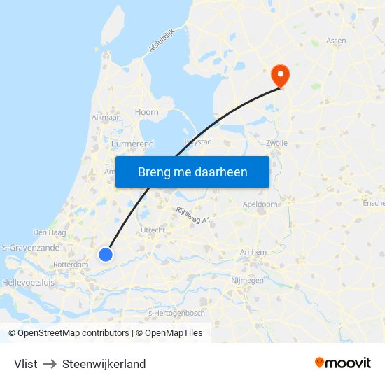 Vlist to Steenwijkerland map