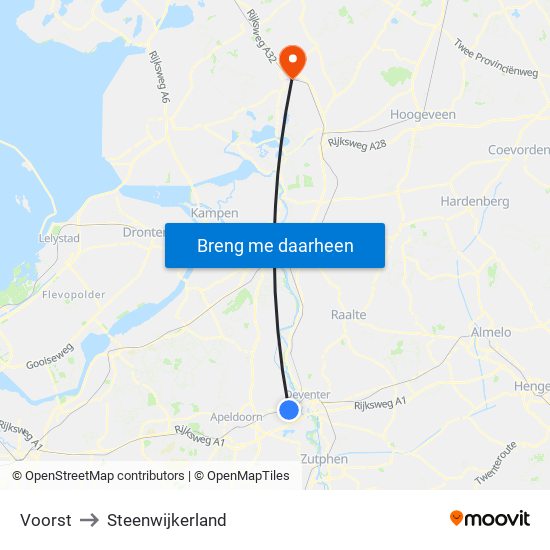 Voorst to Steenwijkerland map