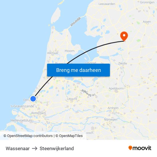 Wassenaar to Steenwijkerland map