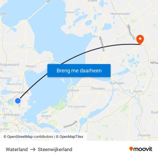 Waterland to Steenwijkerland map