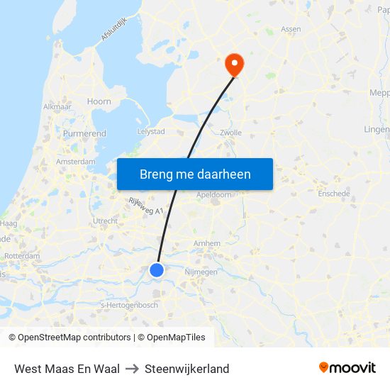 West Maas En Waal to Steenwijkerland map