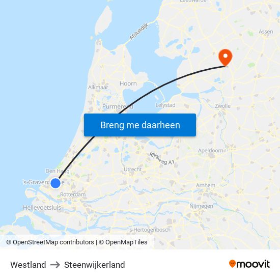 Westland to Steenwijkerland map