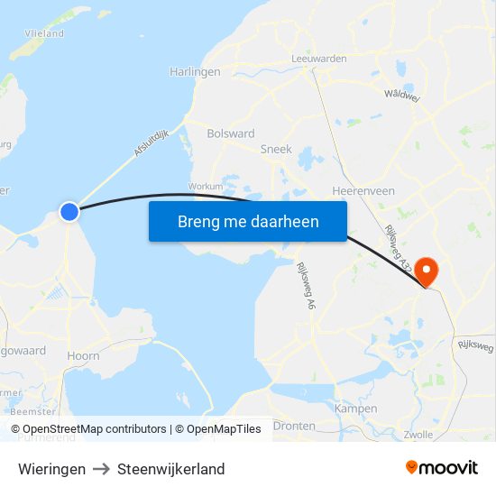 Wieringen to Steenwijkerland map