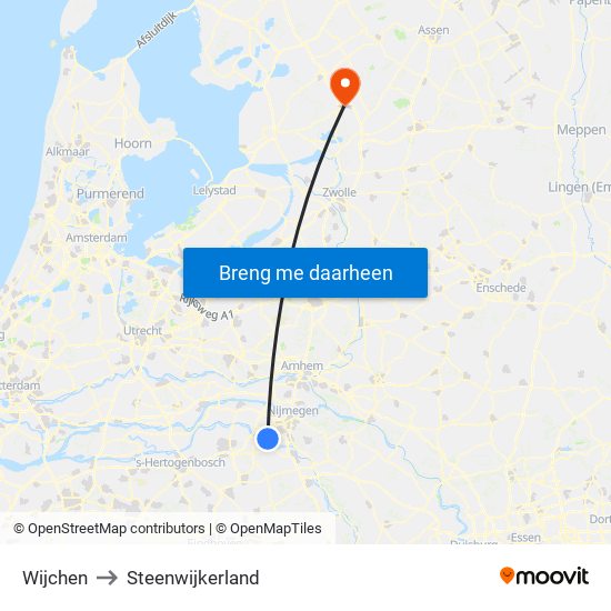 Wijchen to Steenwijkerland map