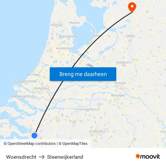 Woensdrecht to Steenwijkerland map