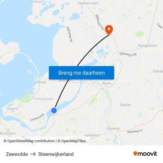 Zeewolde to Steenwijkerland map