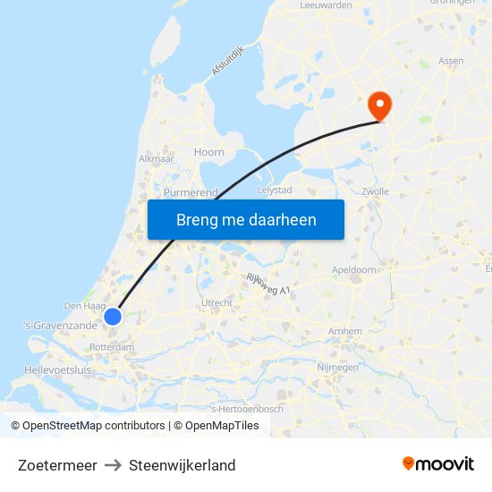 Zoetermeer to Steenwijkerland map