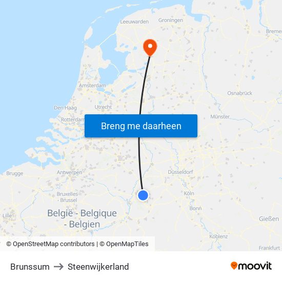 Brunssum to Steenwijkerland map