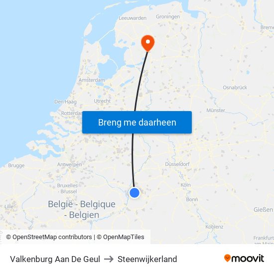 Valkenburg Aan De Geul to Steenwijkerland map