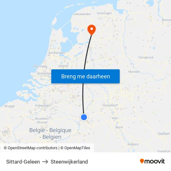 Sittard-Geleen to Steenwijkerland map