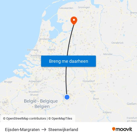 Eijsden-Margraten to Steenwijkerland map