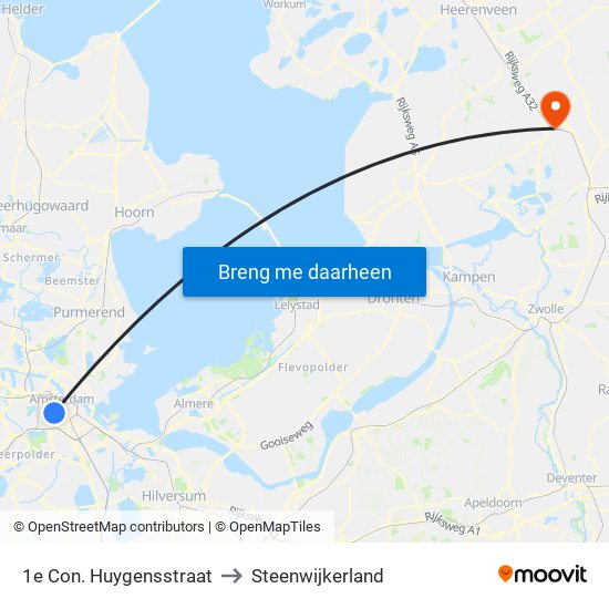 1e Con. Huygensstraat to Steenwijkerland map