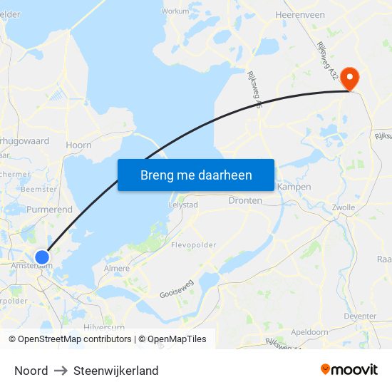 Noord to Steenwijkerland map