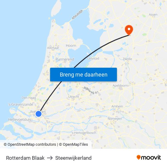 Rotterdam Blaak to Steenwijkerland map