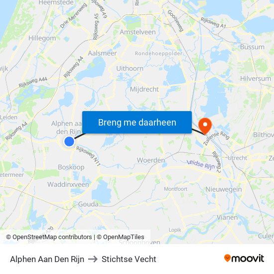 Alphen Aan Den Rijn to Stichtse Vecht map