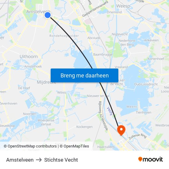 Amstelveen to Stichtse Vecht map