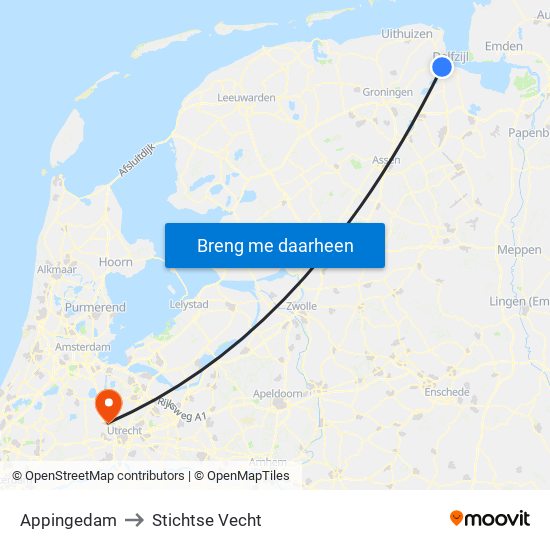 Appingedam to Stichtse Vecht map