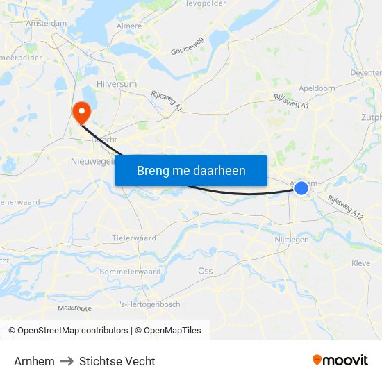 Arnhem to Stichtse Vecht map