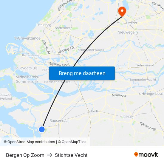 Bergen Op Zoom to Stichtse Vecht map