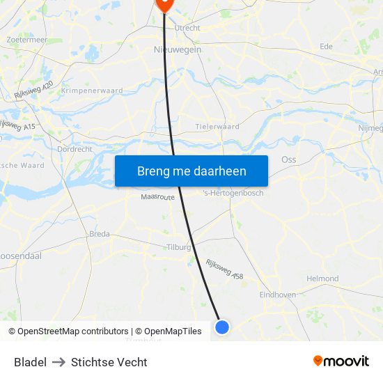Bladel to Stichtse Vecht map
