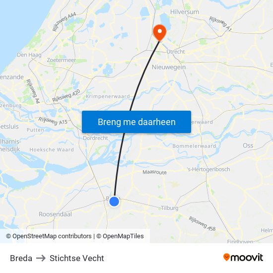 Breda to Stichtse Vecht map