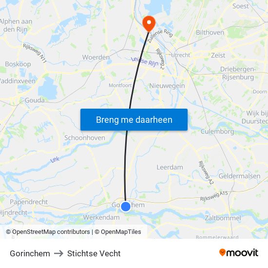 Gorinchem to Stichtse Vecht map
