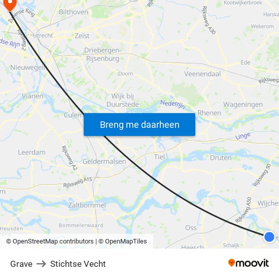 Grave to Stichtse Vecht map