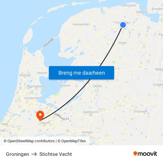 Groningen to Stichtse Vecht map