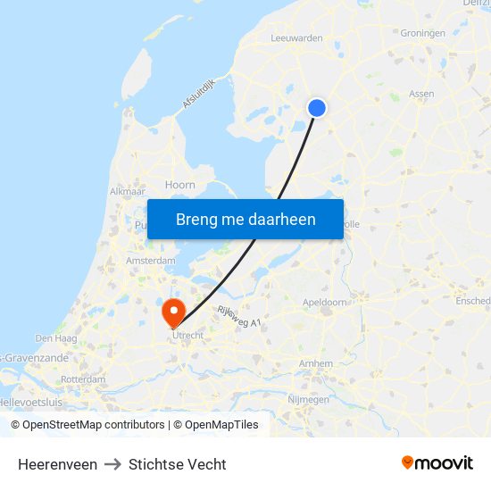 Heerenveen to Stichtse Vecht map