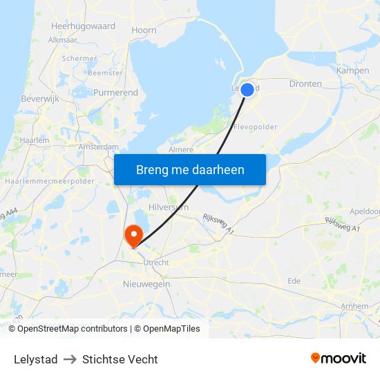 Lelystad to Stichtse Vecht map