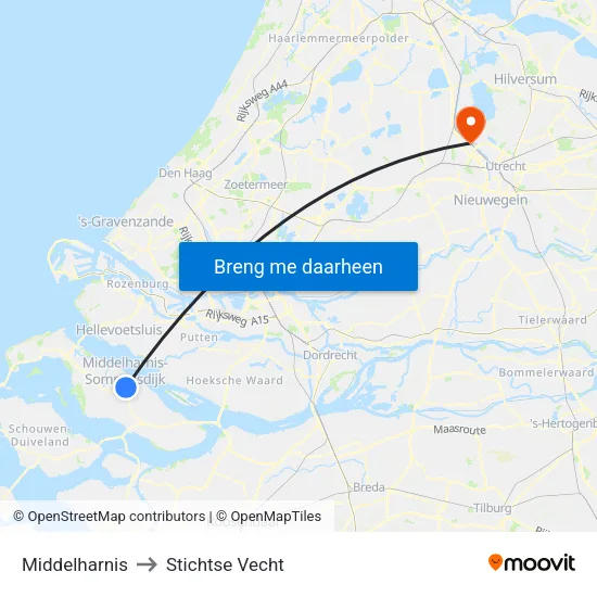 Middelharnis to Stichtse Vecht map