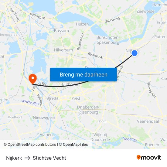 Nijkerk to Stichtse Vecht map