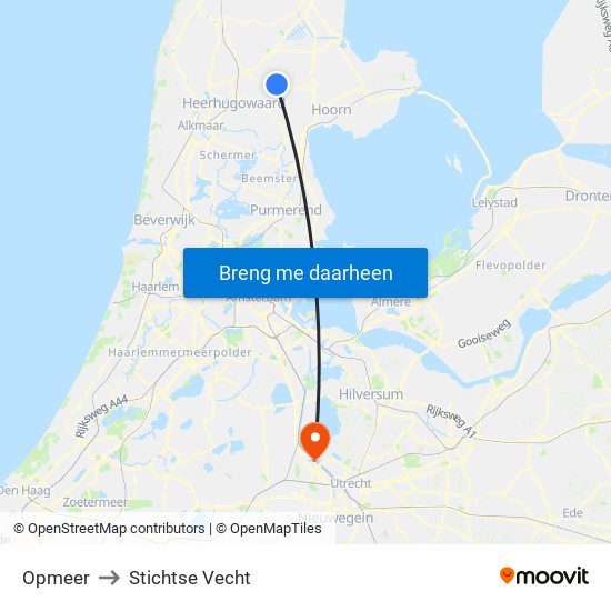 Opmeer to Stichtse Vecht map