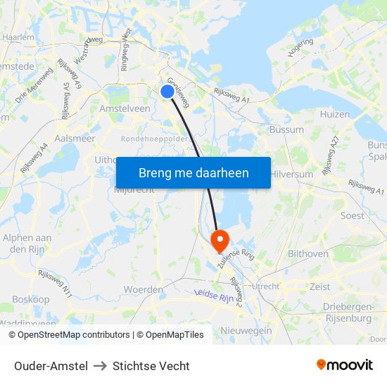 Ouder-Amstel to Stichtse Vecht map