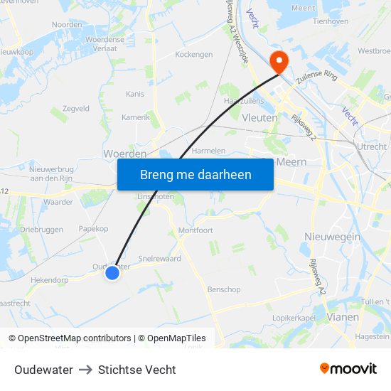 Oudewater to Stichtse Vecht map