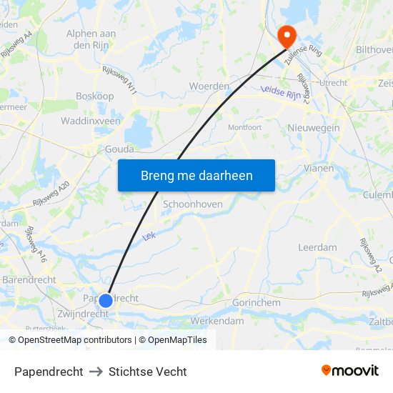 Papendrecht to Stichtse Vecht map