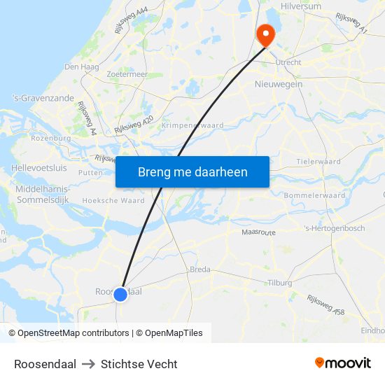 Roosendaal to Stichtse Vecht map