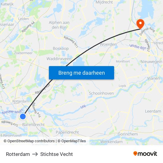 Rotterdam to Stichtse Vecht map