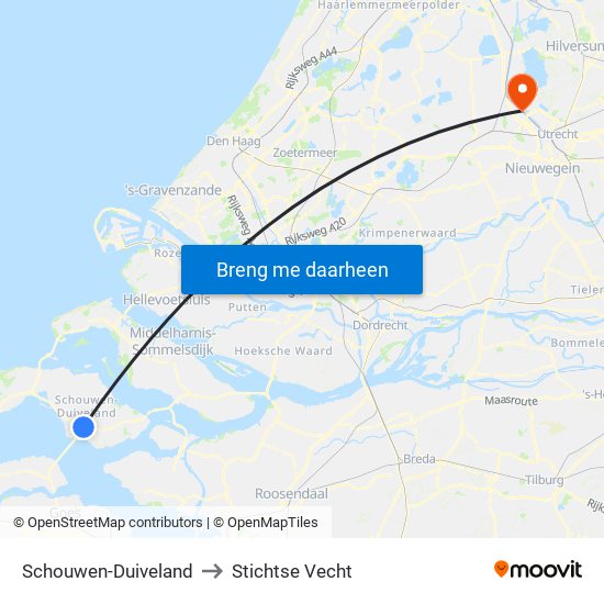 Schouwen-Duiveland to Stichtse Vecht map