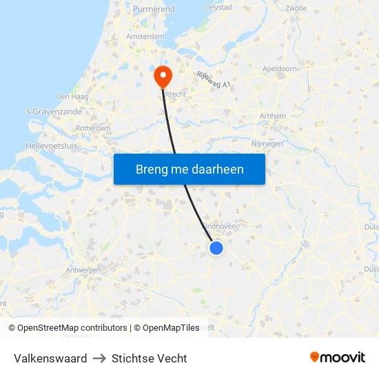 Valkenswaard to Stichtse Vecht map