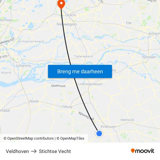 Veldhoven to Stichtse Vecht map