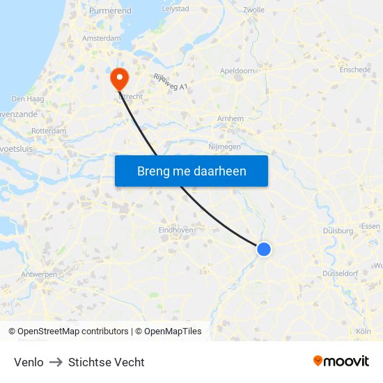 Venlo to Stichtse Vecht map